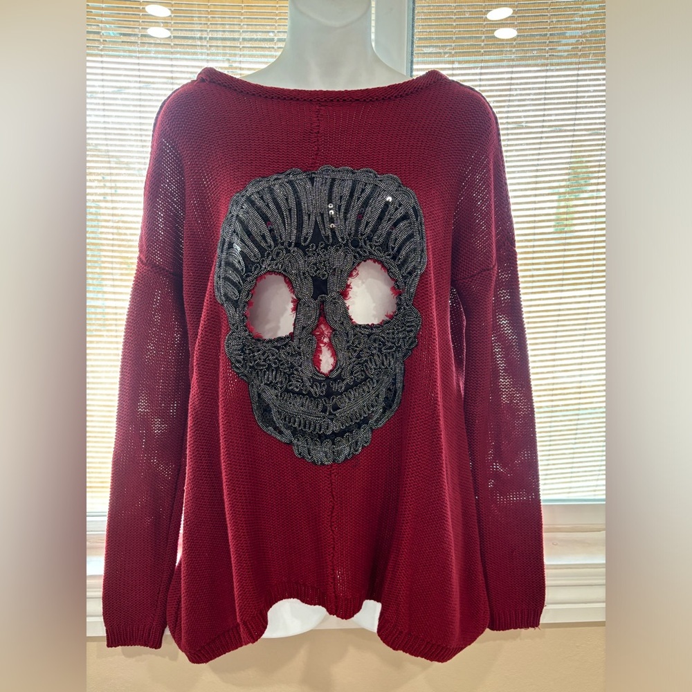 Oversized skull knit sweater